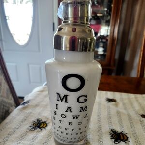 Vintage White and Silver Eye Chart Cocktail Shaker